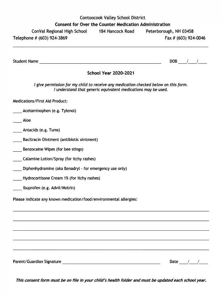 consent letter for giving medicine Preview on Page 1