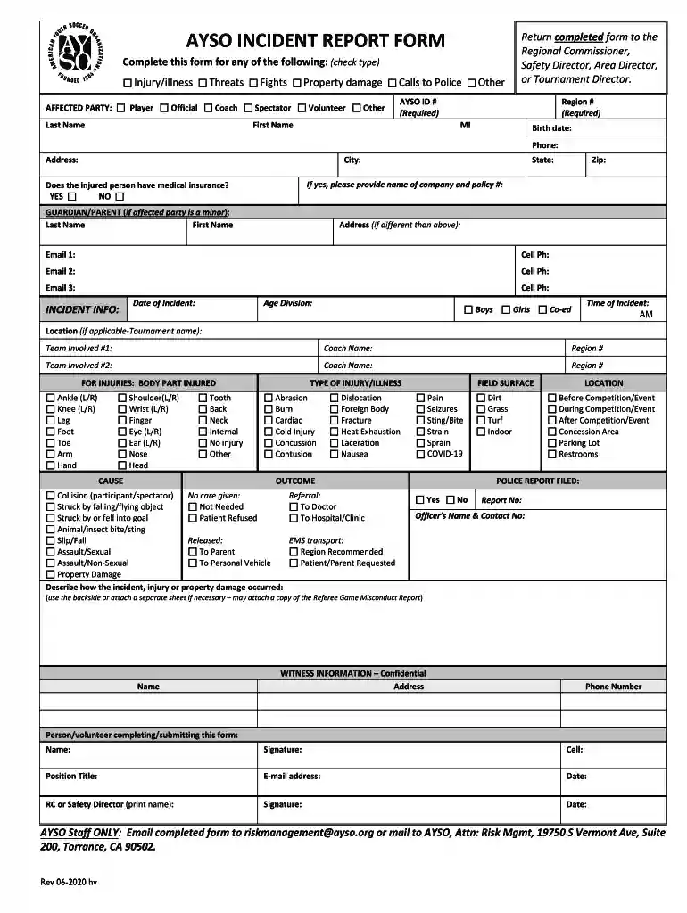 ayso incident Preview on Page 1