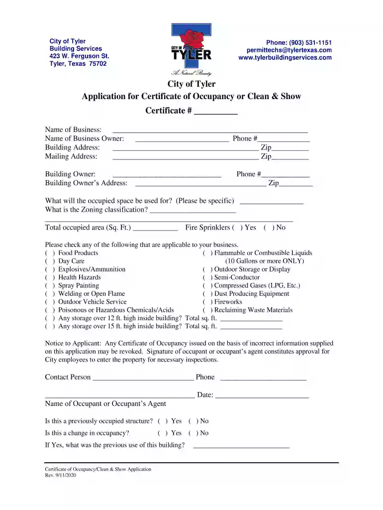 certificate of occupancy Preview on Page 1