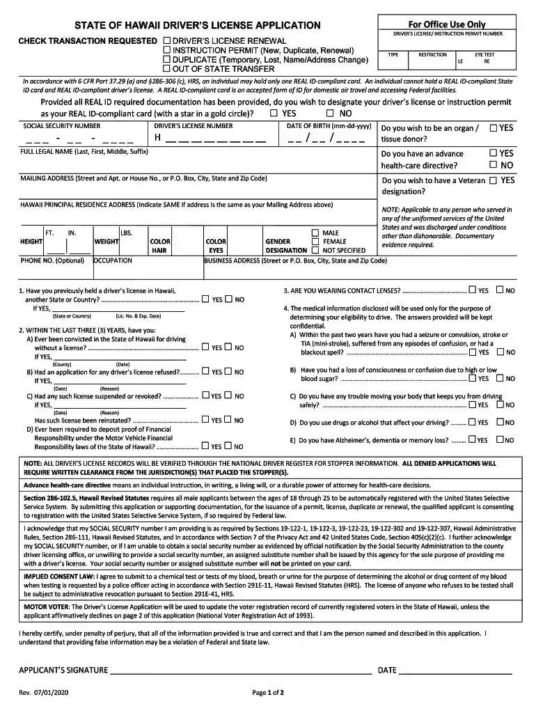 DUPLICATE (Temporary, Lost, Name Address Change) Preview on Page 1