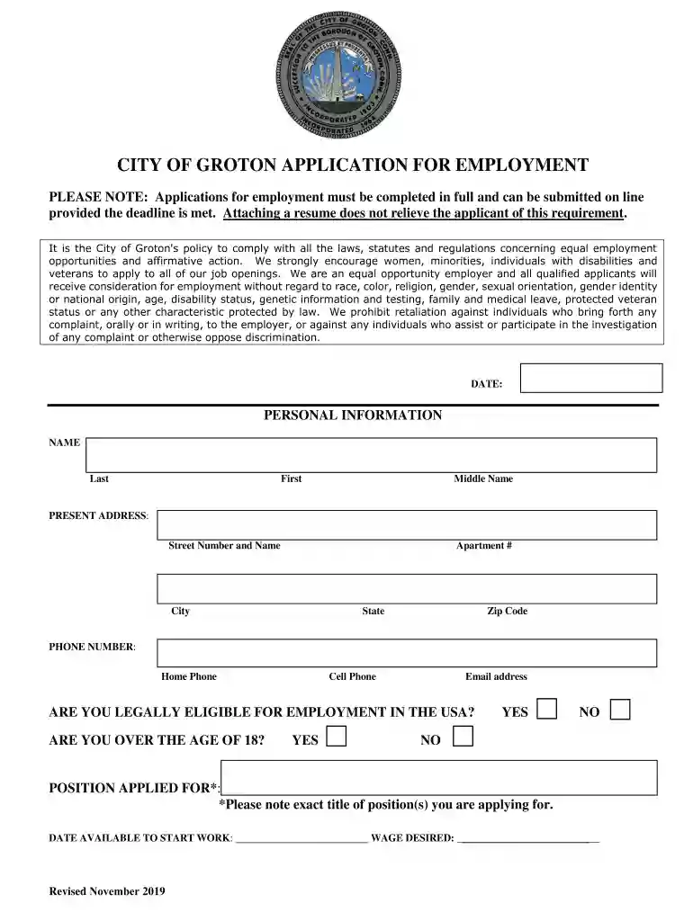 HUMAN RESOURCES DEPARTMENT City of Groton and Preview on Page 1