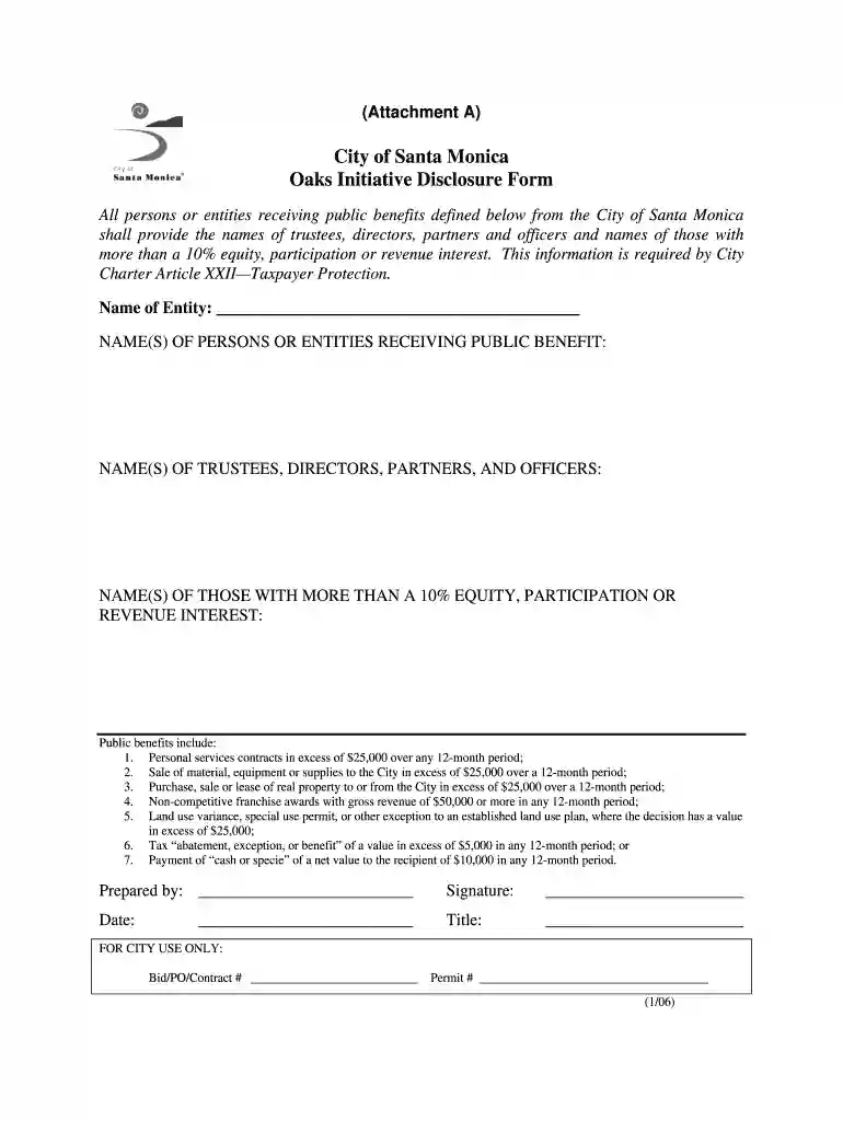 oaks disclosure form Preview on Page 1