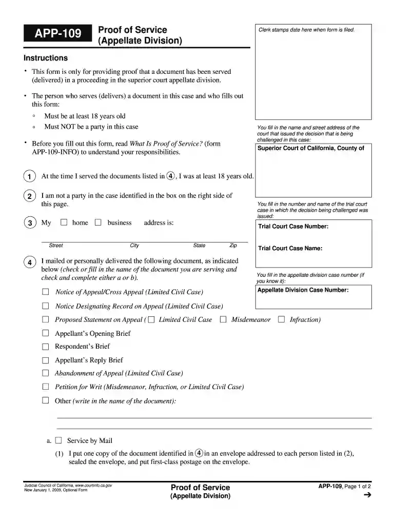 form app 109 2009 Preview on Page 1