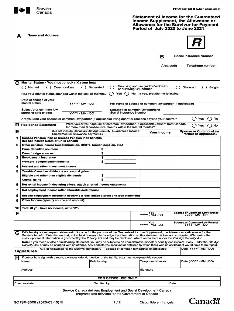 statement of estimated income after retirement Preview on Page 1