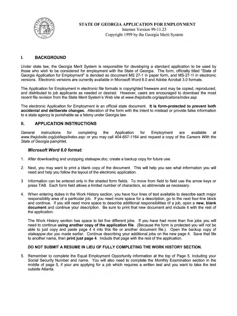 job application Preview on Page 1