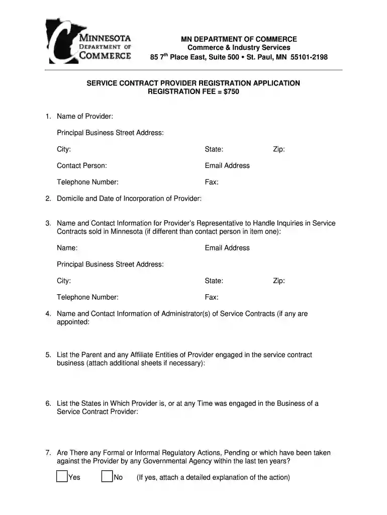 mn service contract provider form Preview on Page 1