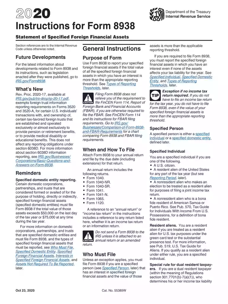 what is form 8938 Preview on Page 1
