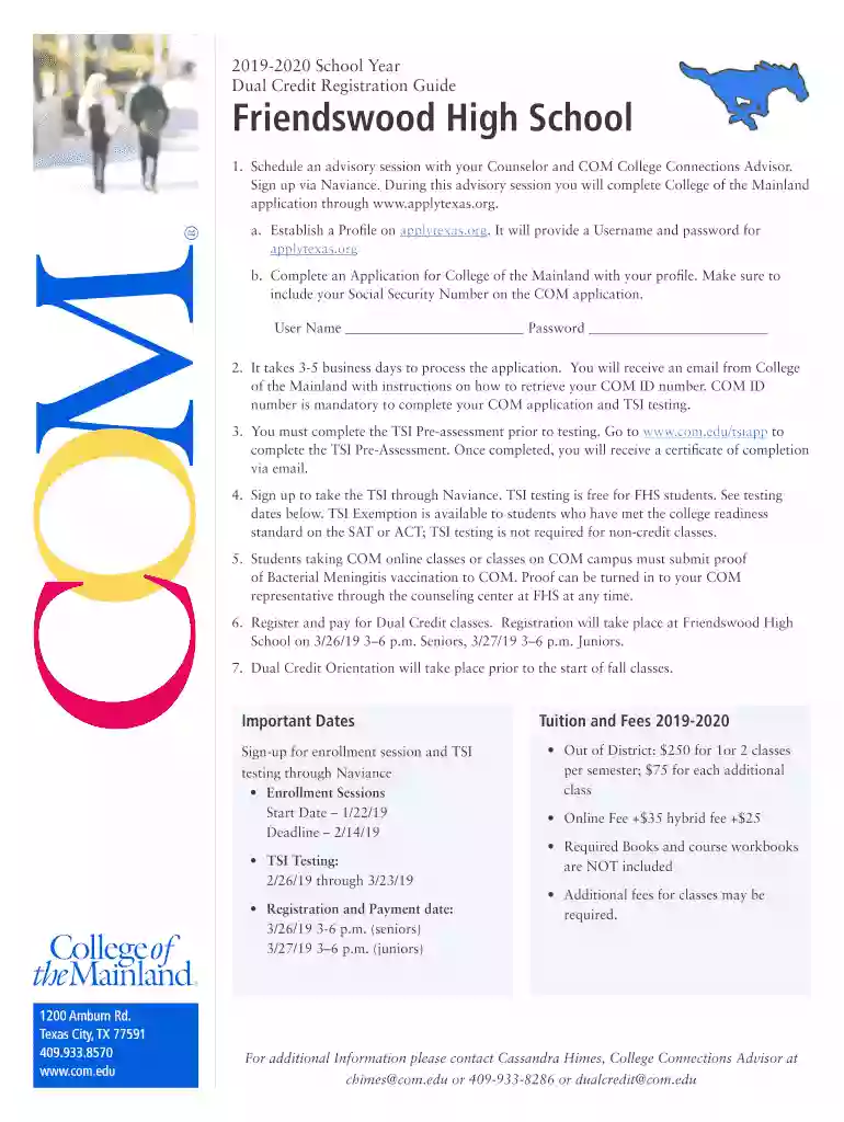 Dual Credit Registration Guide - College of the Mainland Preview on Page 1