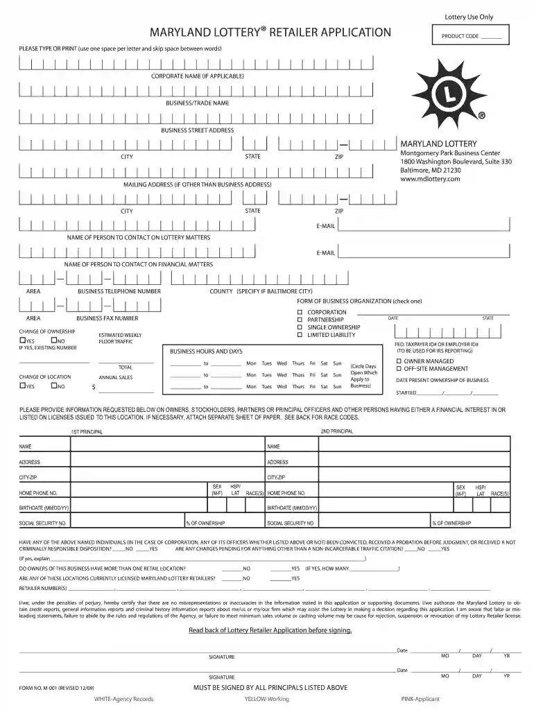 maryland lottery application Preview on Page 1