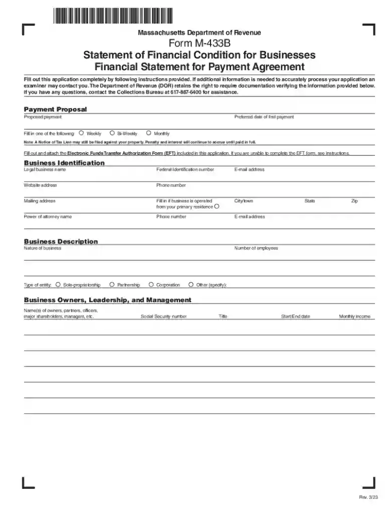 Massachusetts Form M-433B Preview on Page 1
