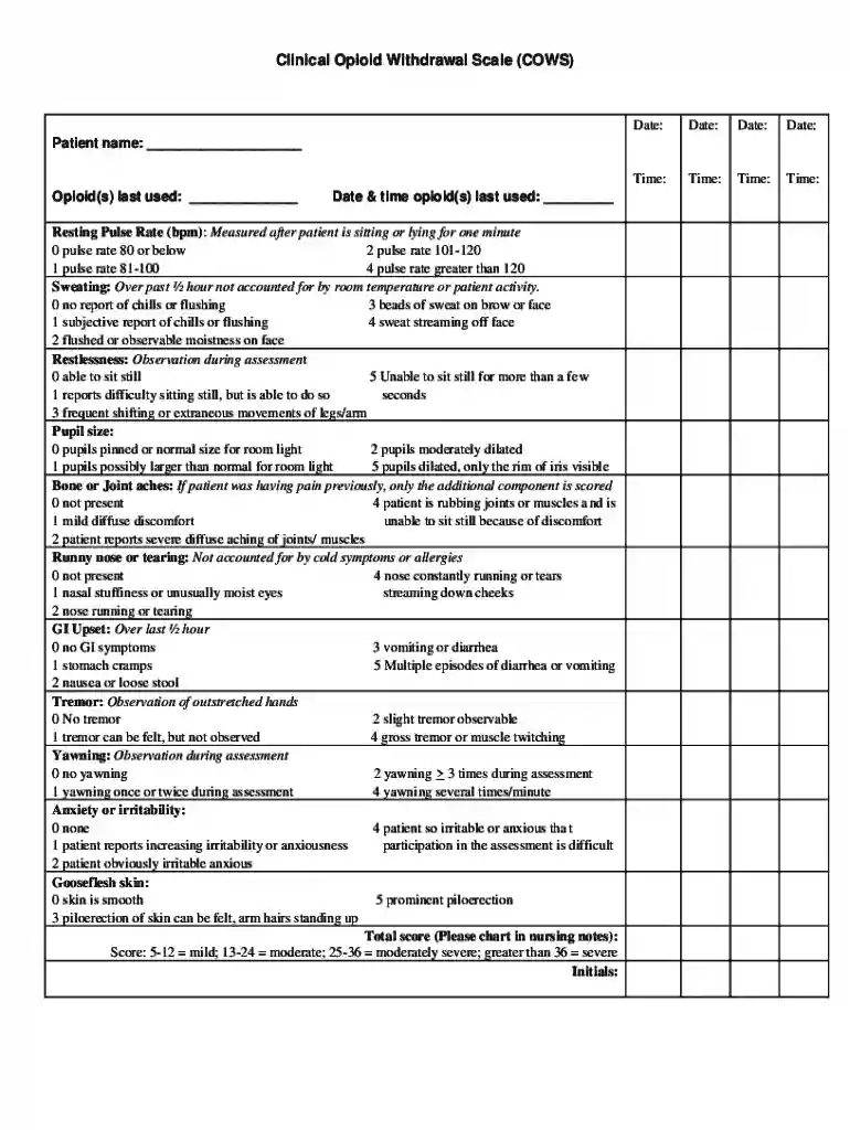cows assessment form Preview on Page 1