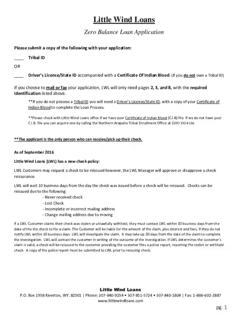 little wind loans application Preview on Page 1
