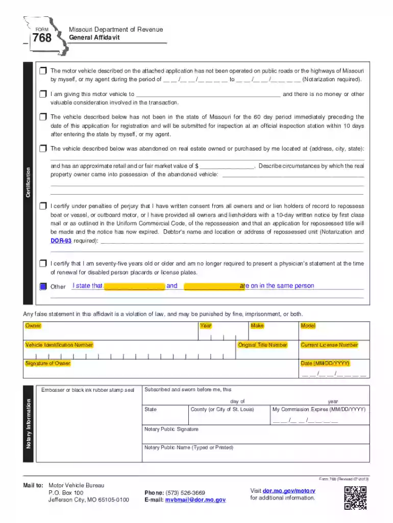 missouri form 768 instructions Preview on Page 1