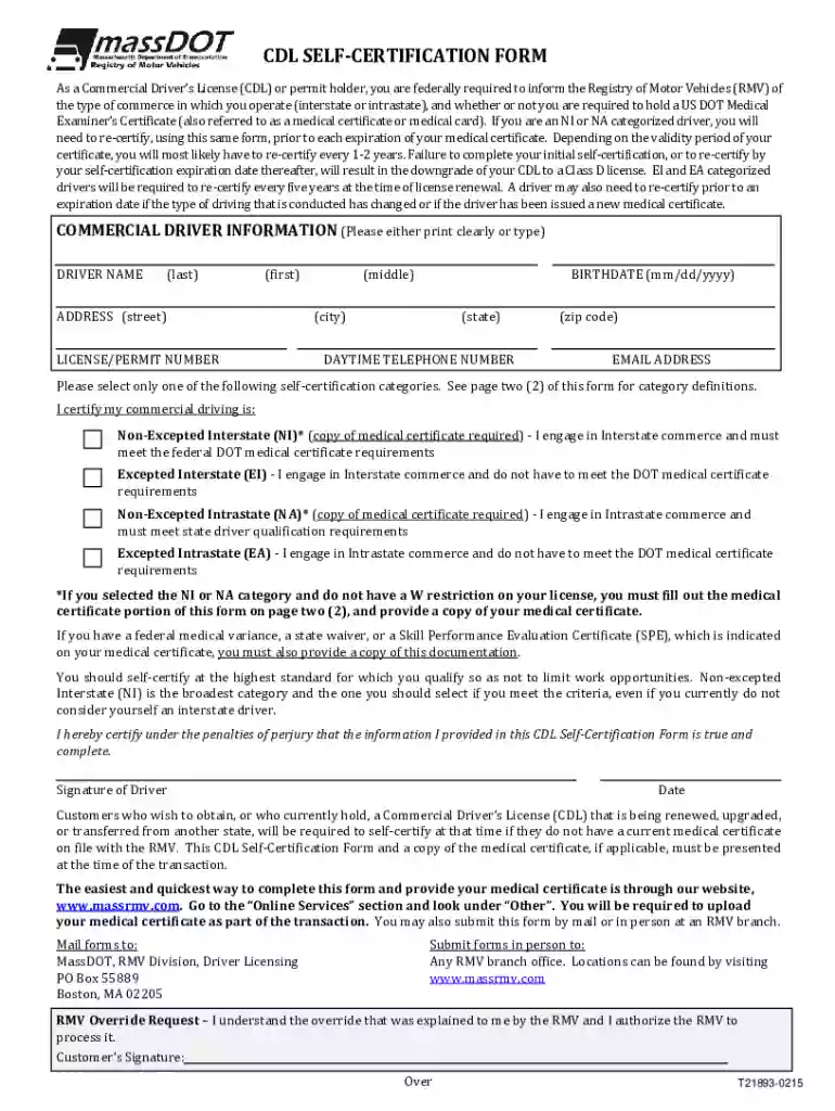 cdl self certification Preview on Page 1