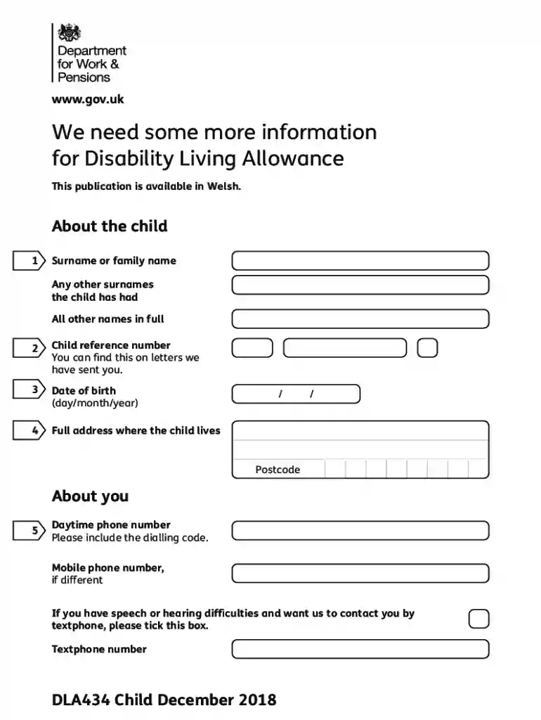 dla434 child form Preview on Page 1