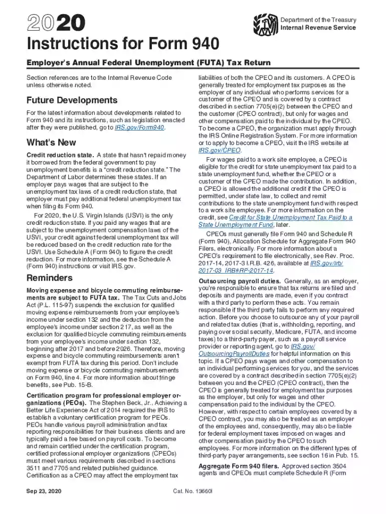 form 940 instructions 2020 Preview on Page 1