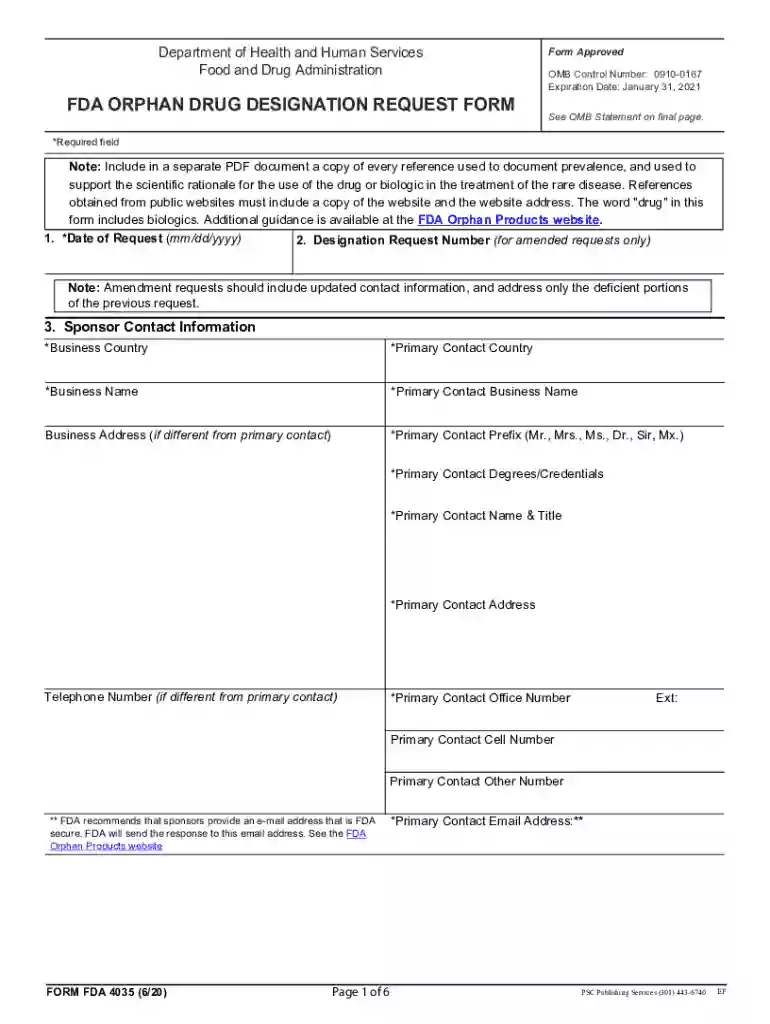 fda form 4035 Preview on Page 1