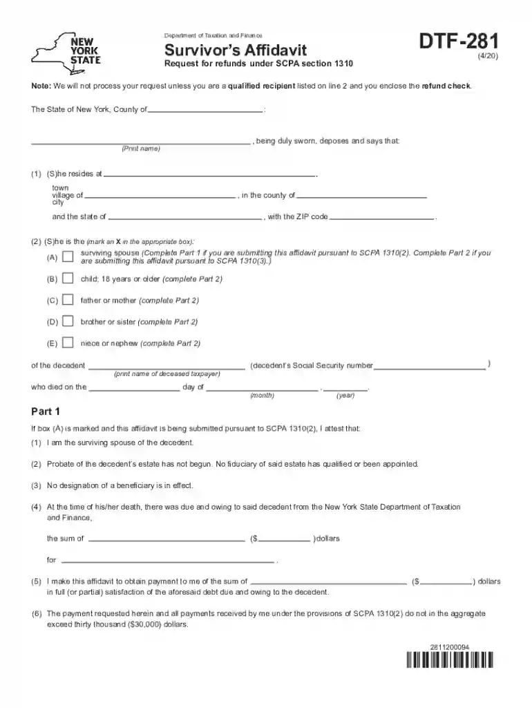 scpa 1310 affidavit form Preview on Page 1