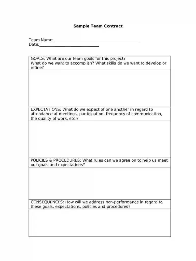 team agreement template word Preview on Page 1