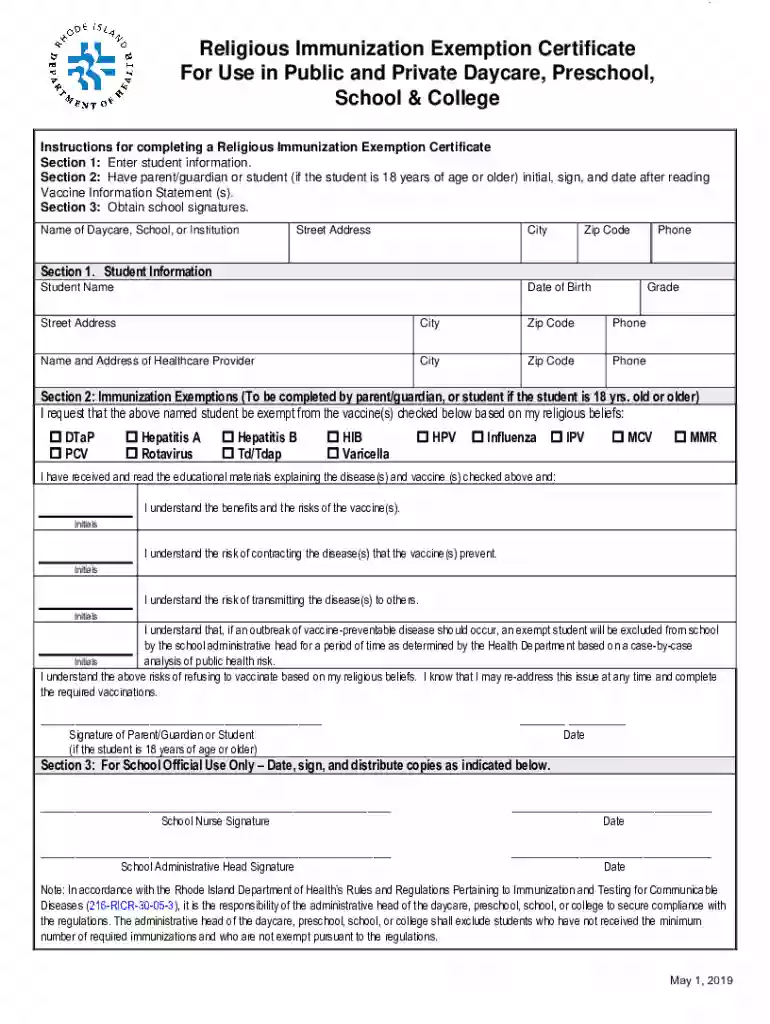 flu shot exemption form Preview on Page 1