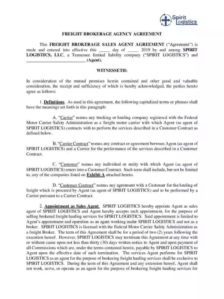 freight broker agent agreement template Preview on Page 1