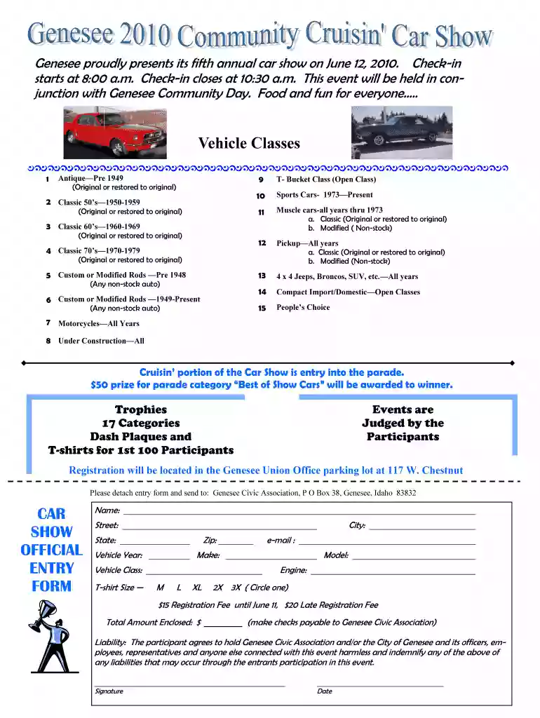free printable car show judging sheet Preview on Page 1