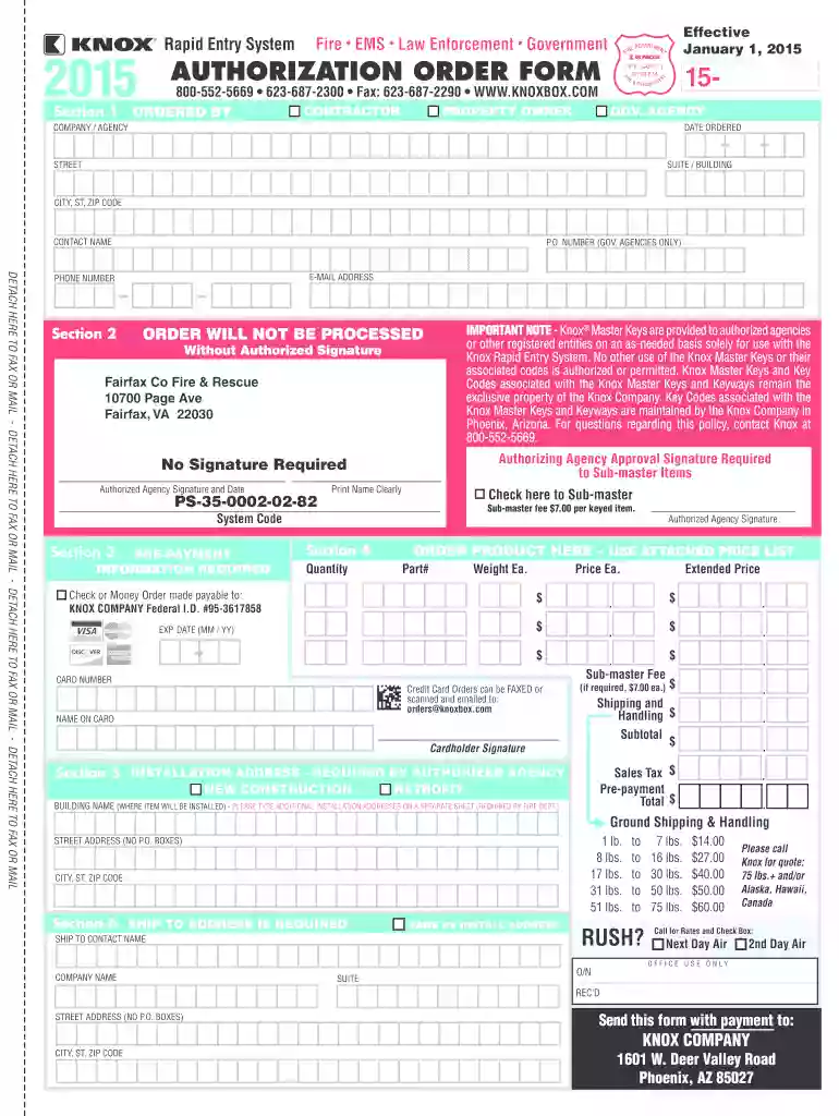 knox box order form Preview on Page 1