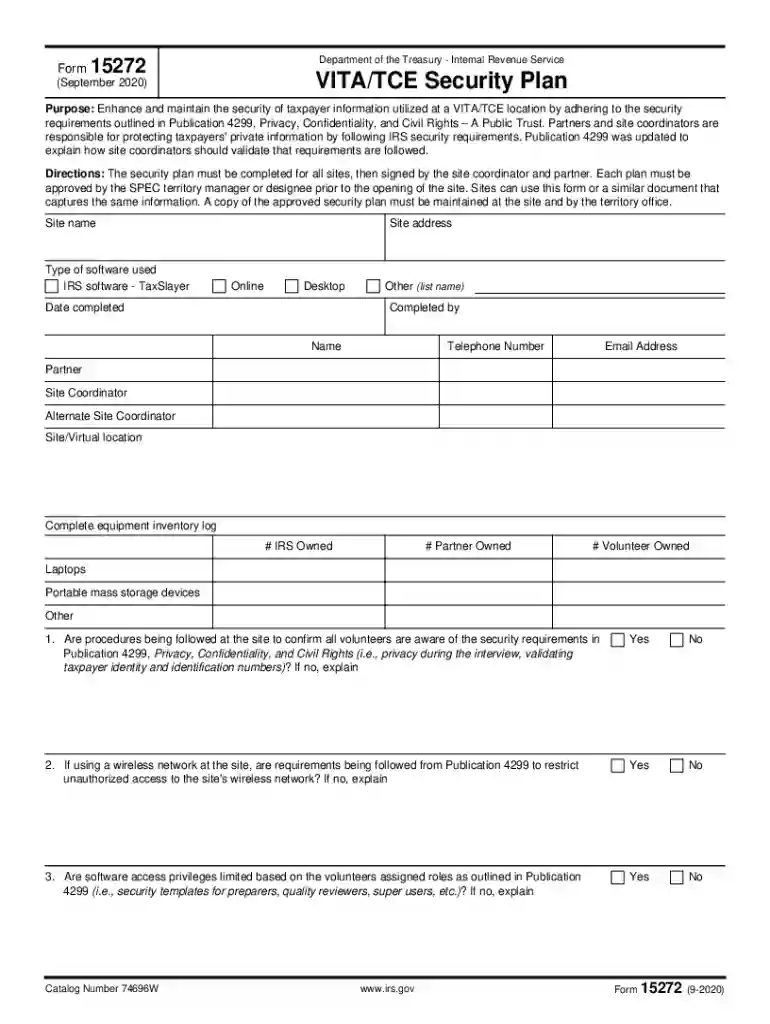 form 15272 vita tce security plan Preview on Page 1