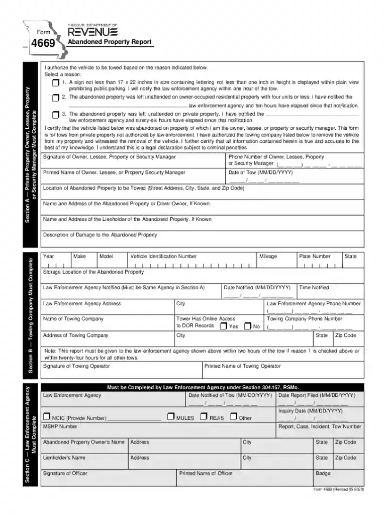 missouri abandoned vehicle form Preview on Page 1