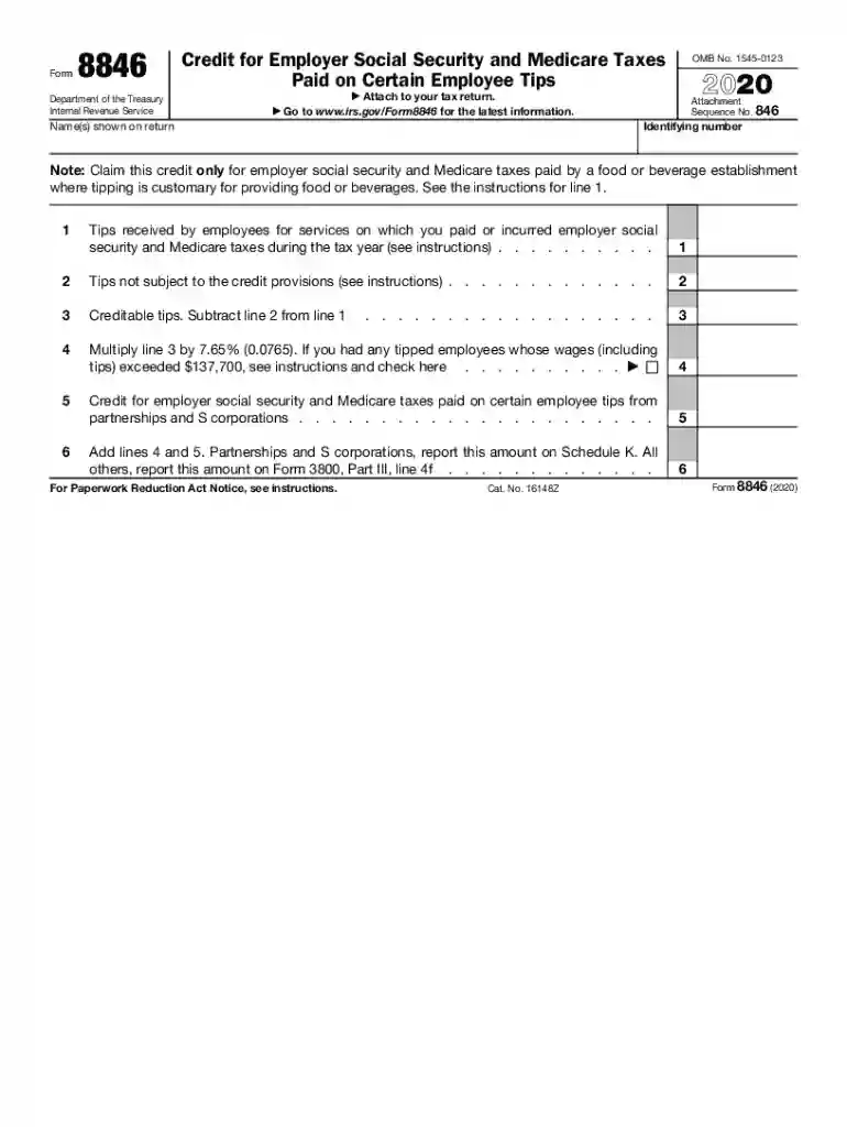 form 8846 Preview on Page 1