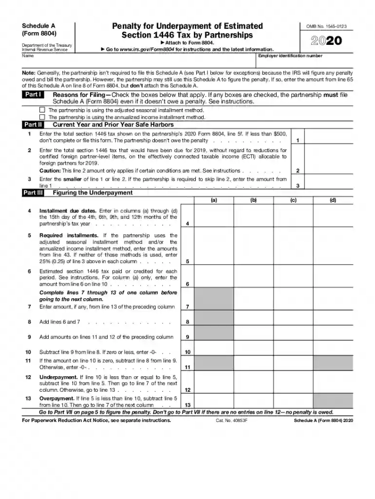 form 8804 Preview on Page 1