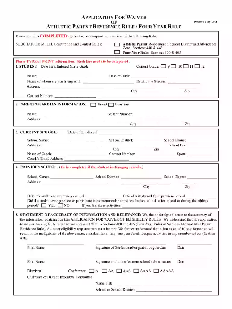 uil residency waiver letter Preview on Page 1