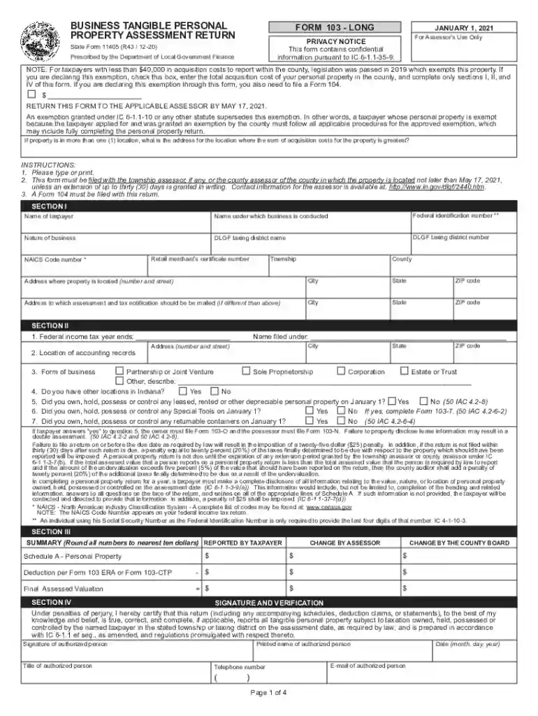 indiana personal property assessment return Preview on Page 1
