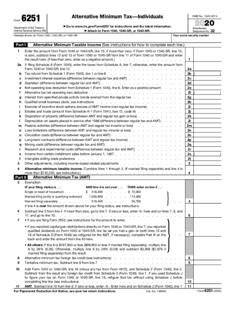 form 6251 calculator Preview on Page 1