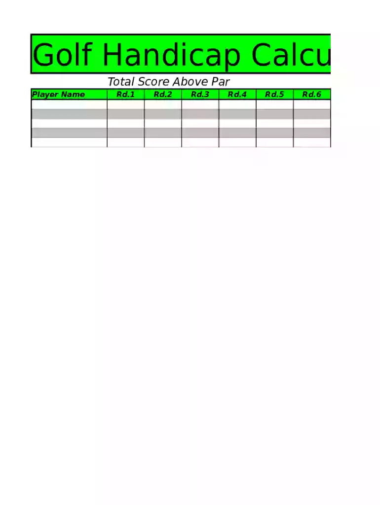 golf handicap calculator Preview on Page 1