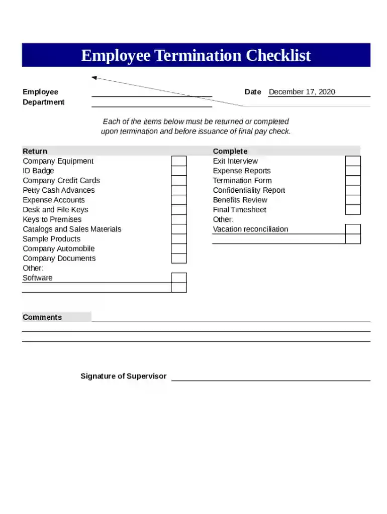 termination checklist pdf Preview on Page 1