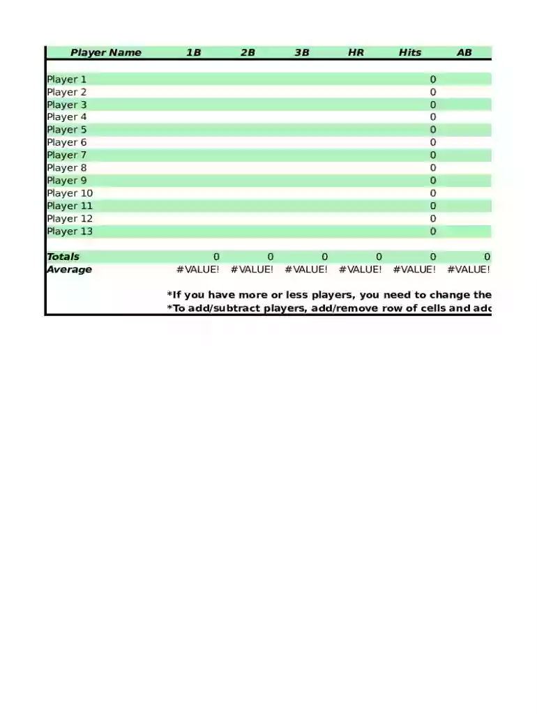 baseball printable form Preview on Page 1