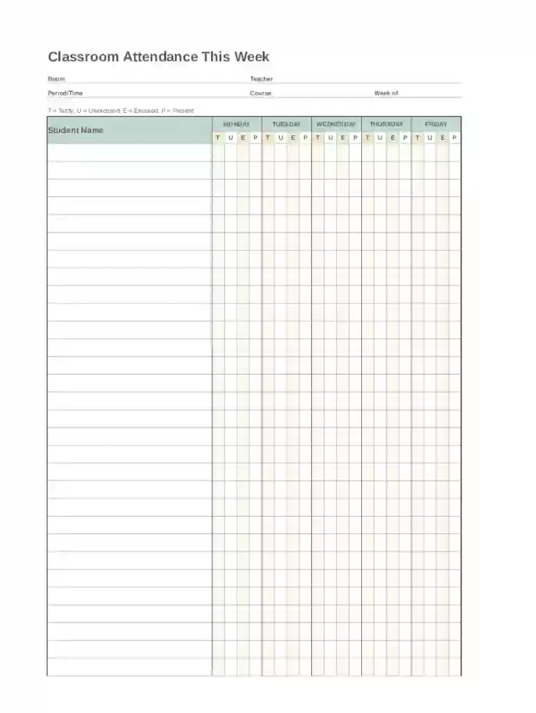 attendance sign in sheet Preview on Page 1