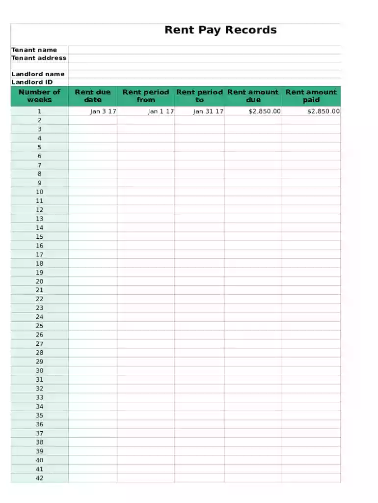 rental ledger from private landlord Preview on Page 1