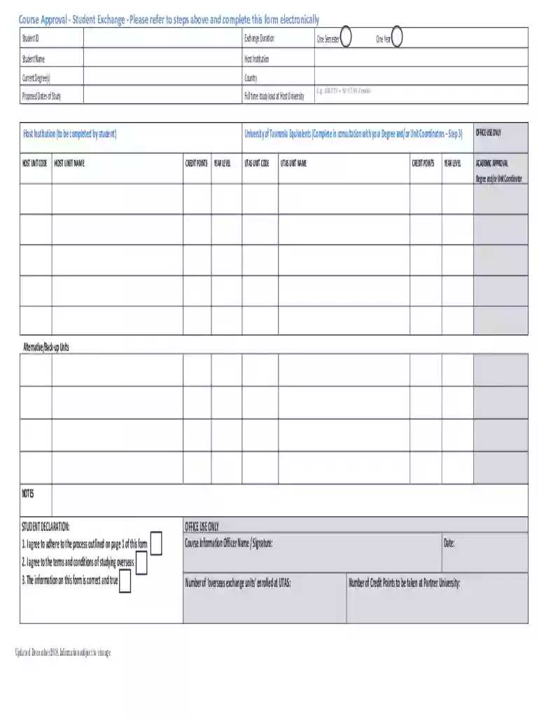 UTAS Course Approval form - University of Tasmania Preview on Page 1