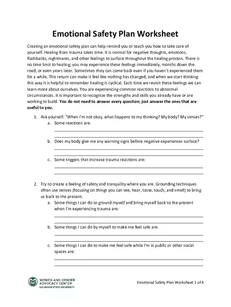 emotional safety plan Preview on Page 1