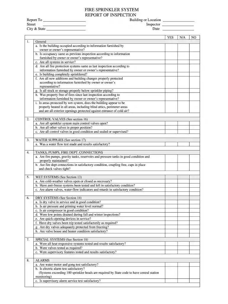 sprinkler test report format Preview on Page 1
