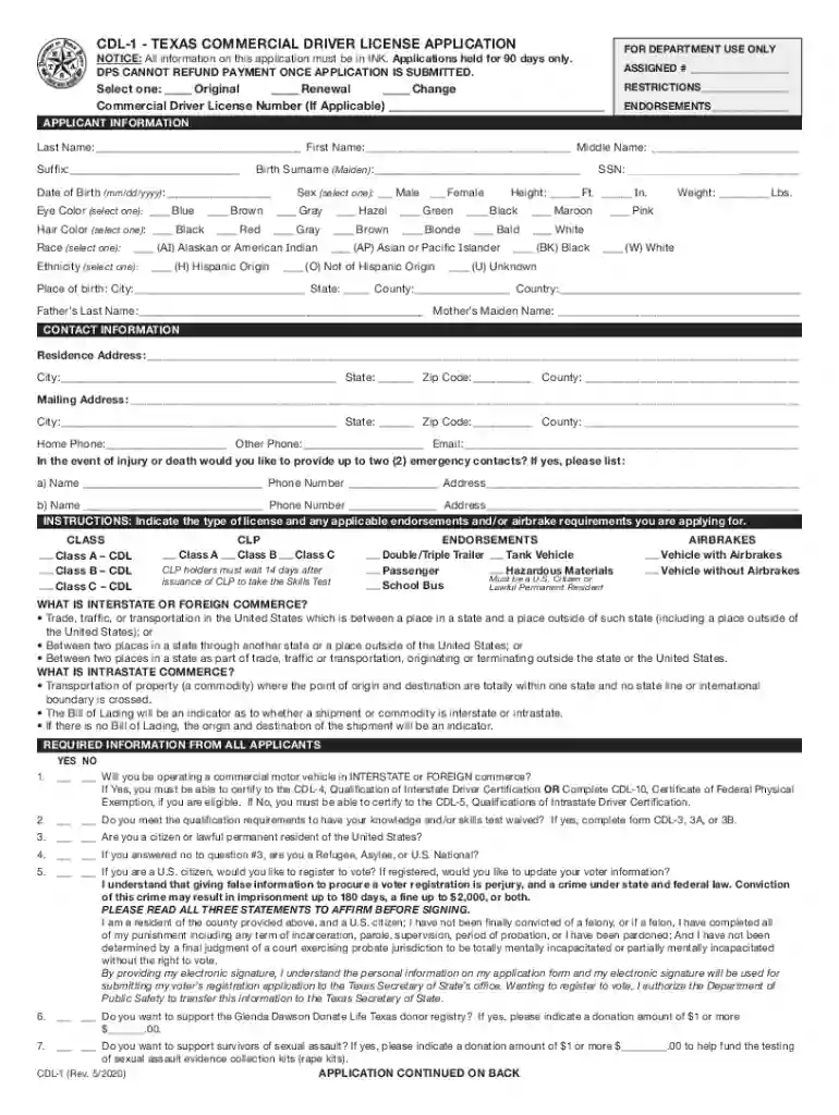 cdl form Preview on Page 1