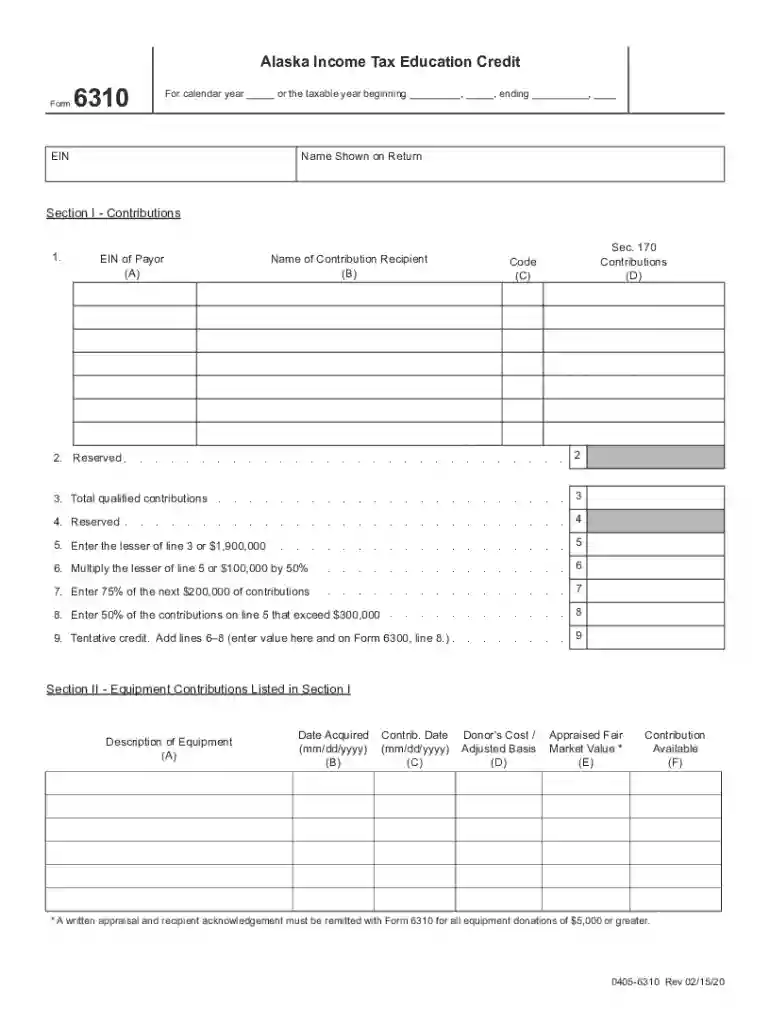 alaska form 6310 Preview on Page 1
