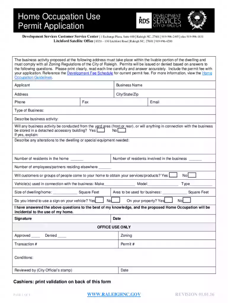 home occupation use permit application Preview on Page 1