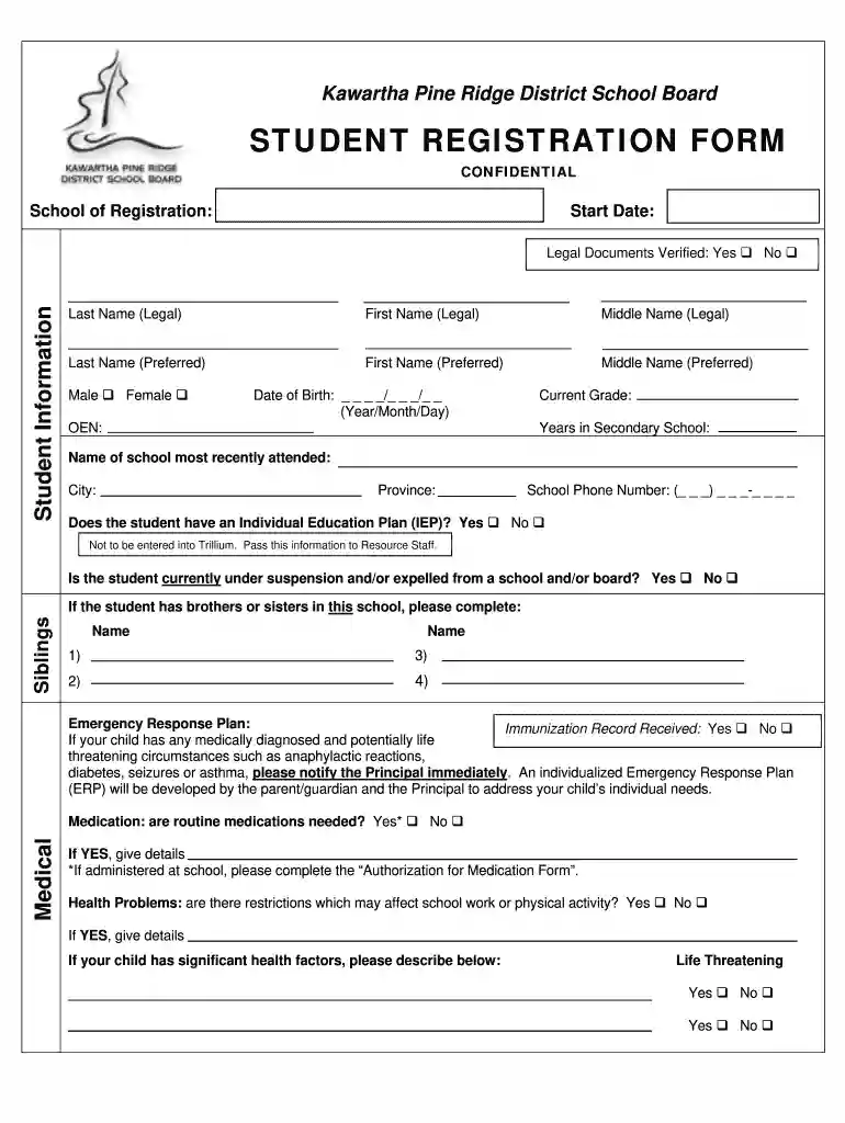 kawartha pine ridge form Preview on Page 1