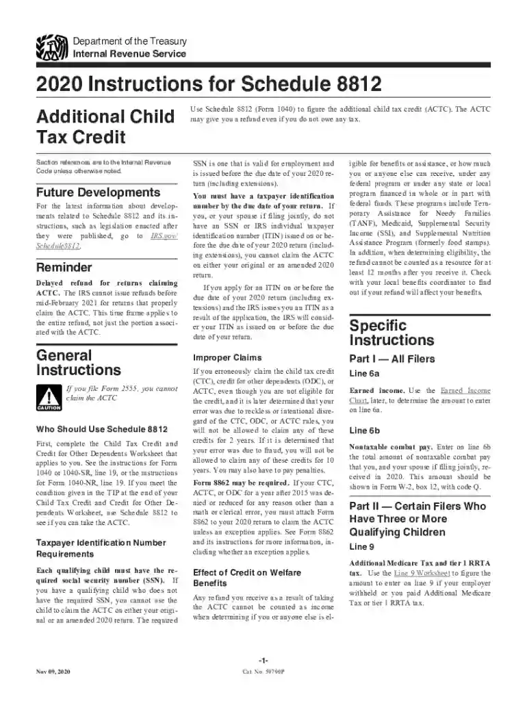 schedule 8812 form 2020 Preview on Page 1