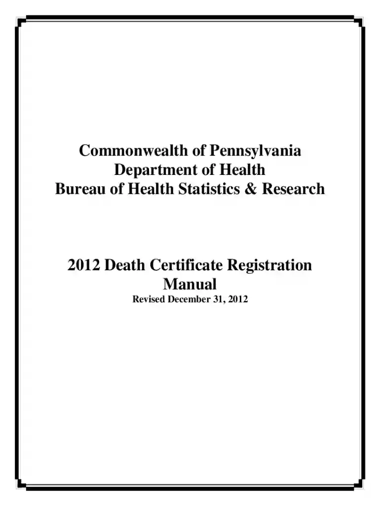 death certificate manual form Preview on Page 1