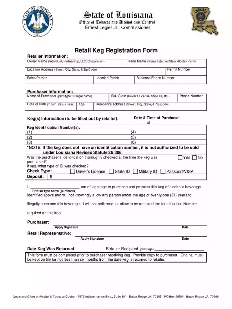 keg registration form Preview on Page 1