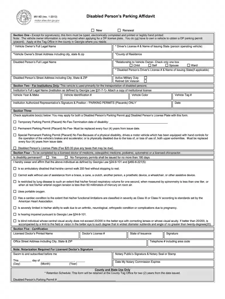 handicap parking permit ga Preview on Page 1